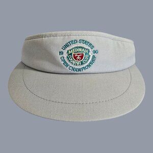 1990 US Open Adjustable Golf Visor Hat Medinah Country Club Gray Made in USA